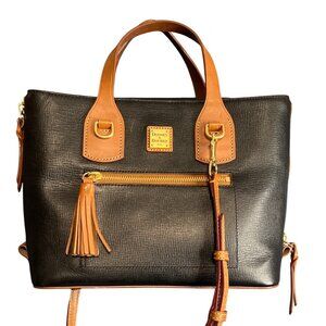 Vintage Dooney & Bourke Black & Tan Leather Satchel